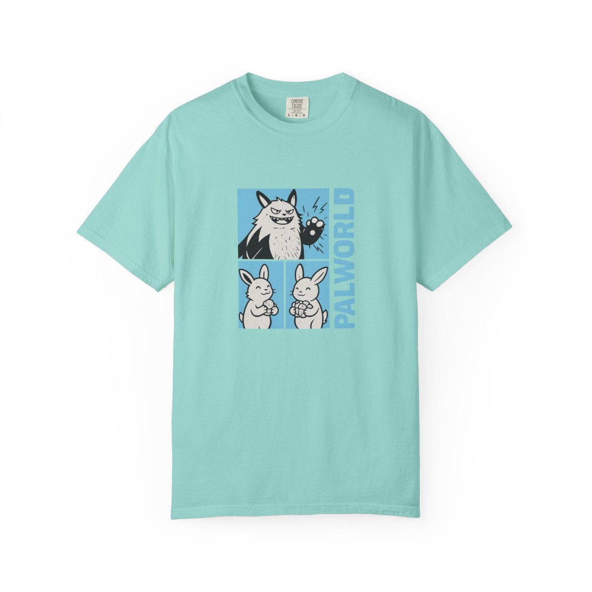 Palworld Character Collage Black and White T-Shirt - alternate angle 5, merchandise