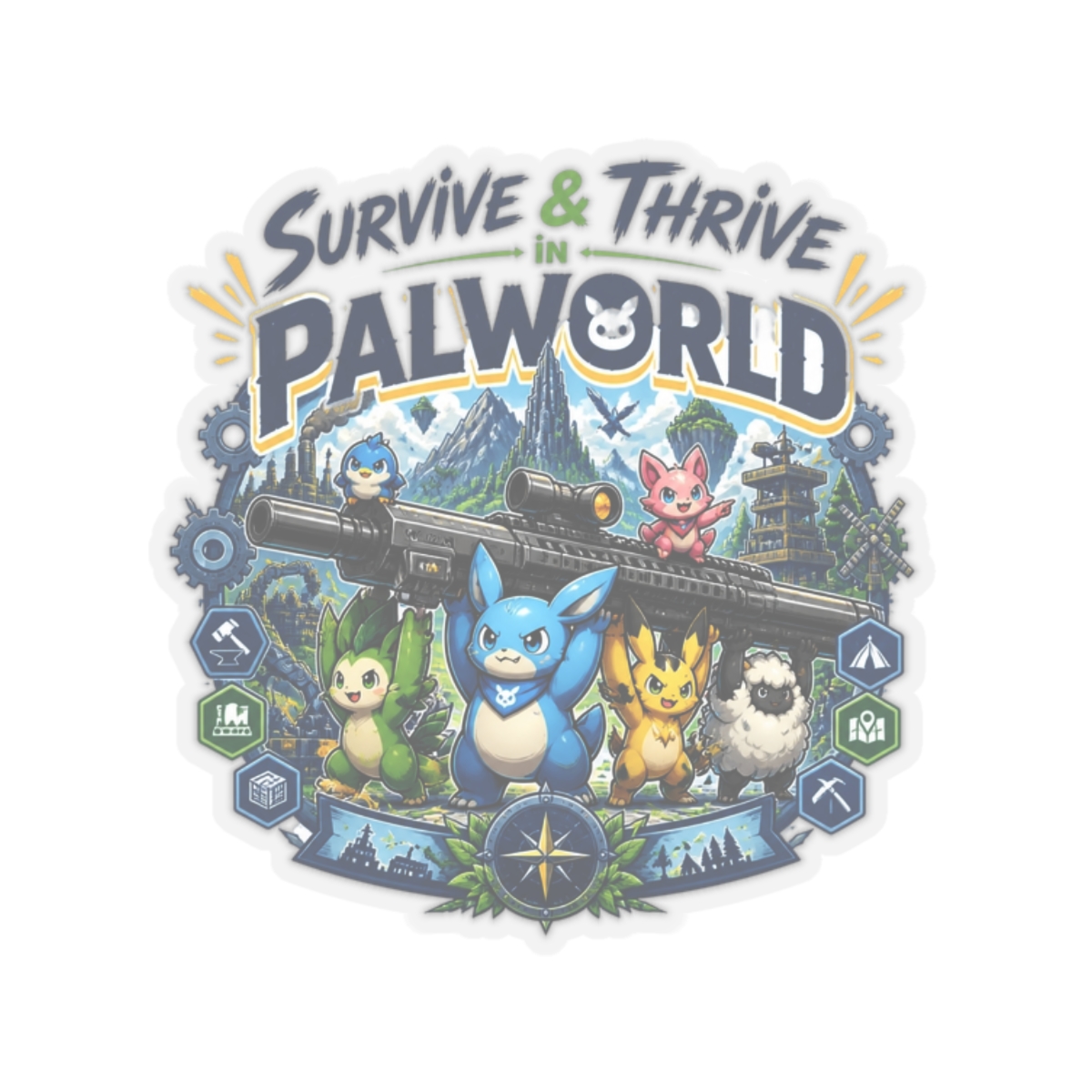 Palworld "Survive & Thrive in Palworld" Sticker