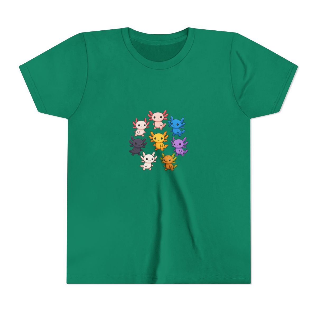 Kawaii Axolotls Around the World Kids T Shirt - alternate angle 2, merchandise