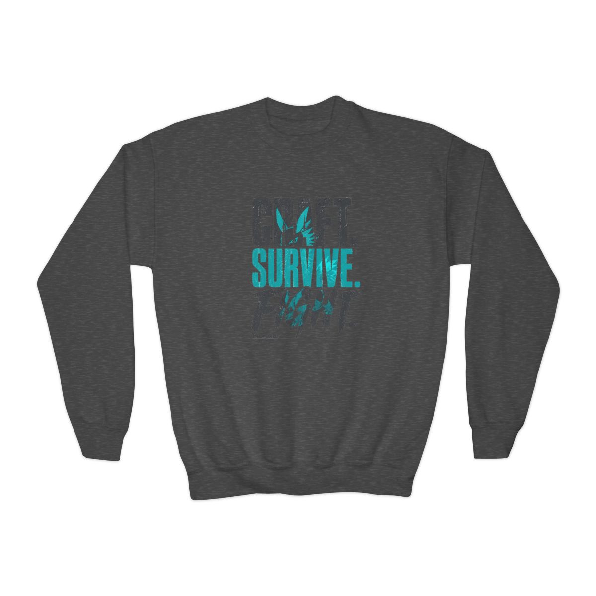Palworld "Craft. Survive. Fight." Kids Crewneck - alternate angle 3, merchandise