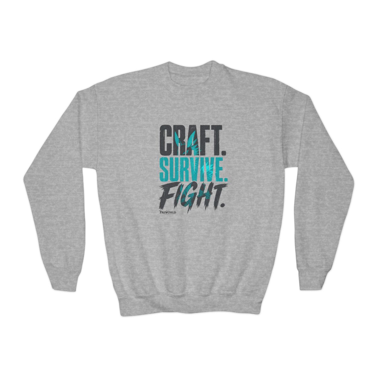 Palworld "Craft. Survive. Fight." Kids Crewneck