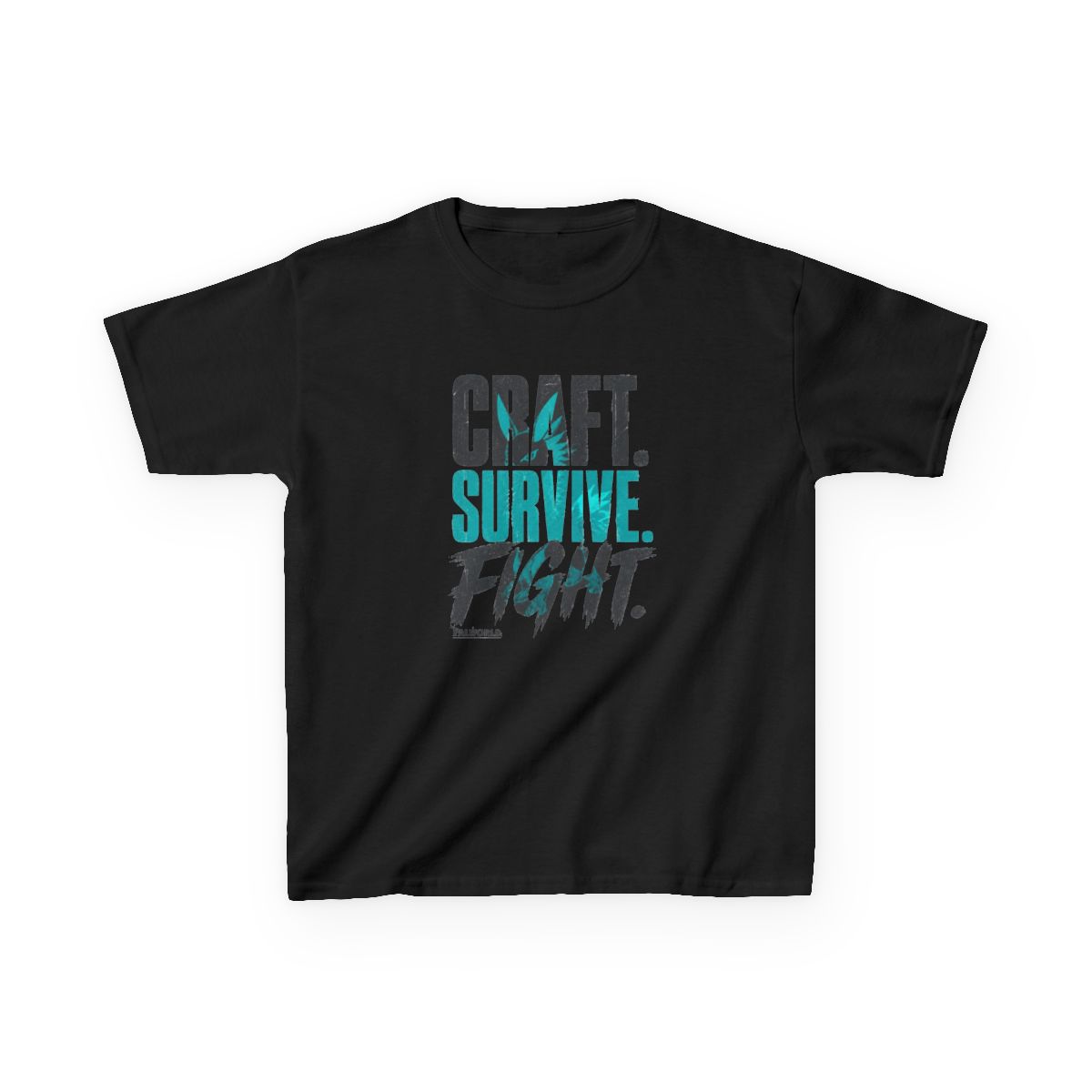 Palworld "Craft. Survive. Fight." Unisex Kids Tee - alternate angle 2, merchandise