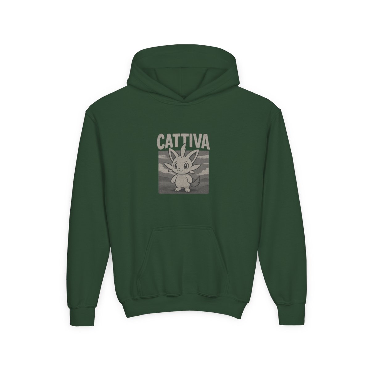Palworld Cattiva Nature Portrait Pullover Kids Hoodie - alternate angle 3, merchandise