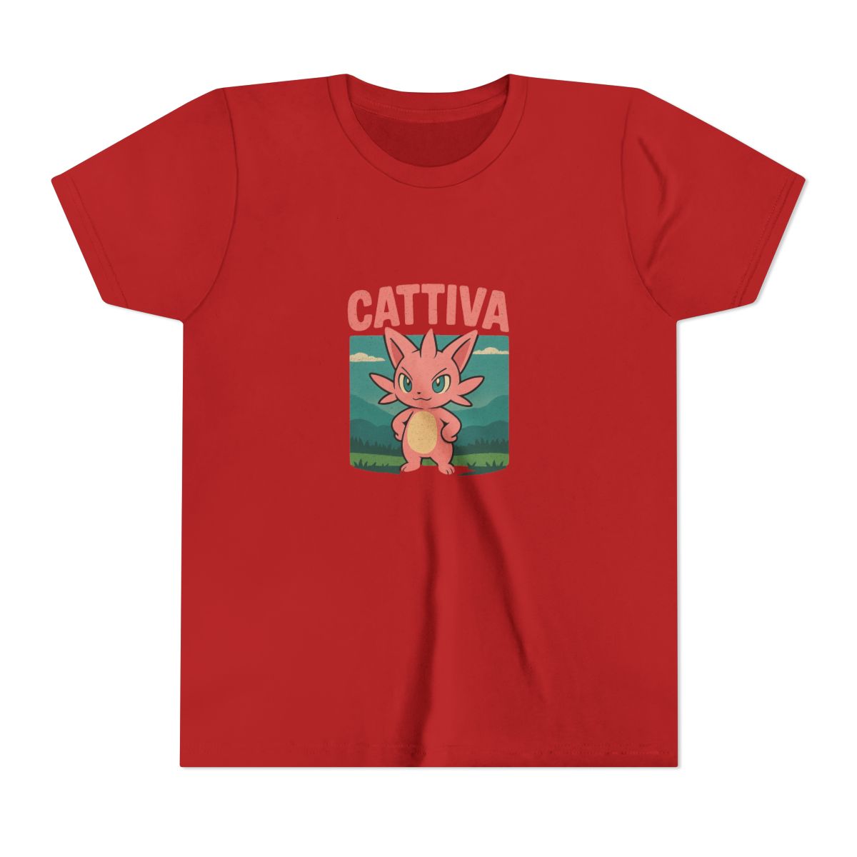 Palworld Cattiva Nature Portrait V-Neck Kids T-Shirt - alternate angle 5, merchandise