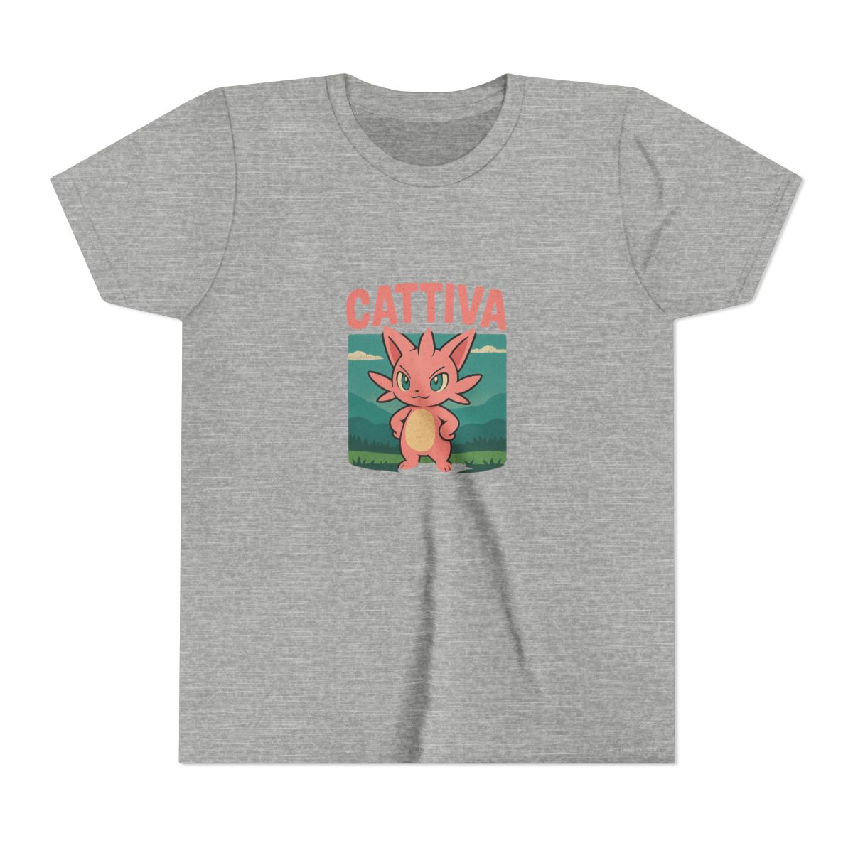 Palworld Cattiva Nature Portrait V-Neck Kids T-Shirt - alternate angle 3, merchandise