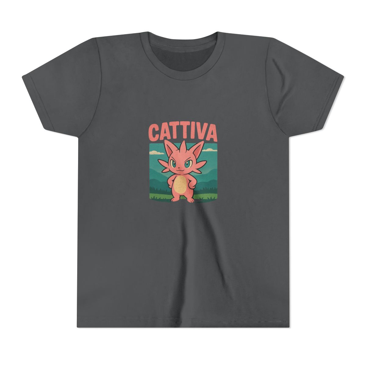 Palworld Cattiva Nature Portrait V-Neck Kids T-Shirt - alternate angle 4, merchandise