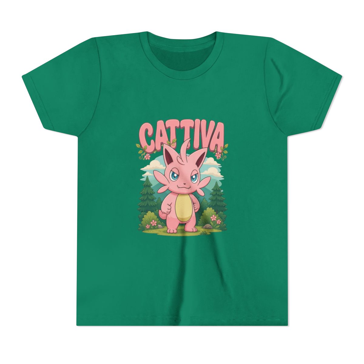Palworld Cattiva Nature Scene Character Portrait V Kids T Shirt - alternate angle 2, merchandise