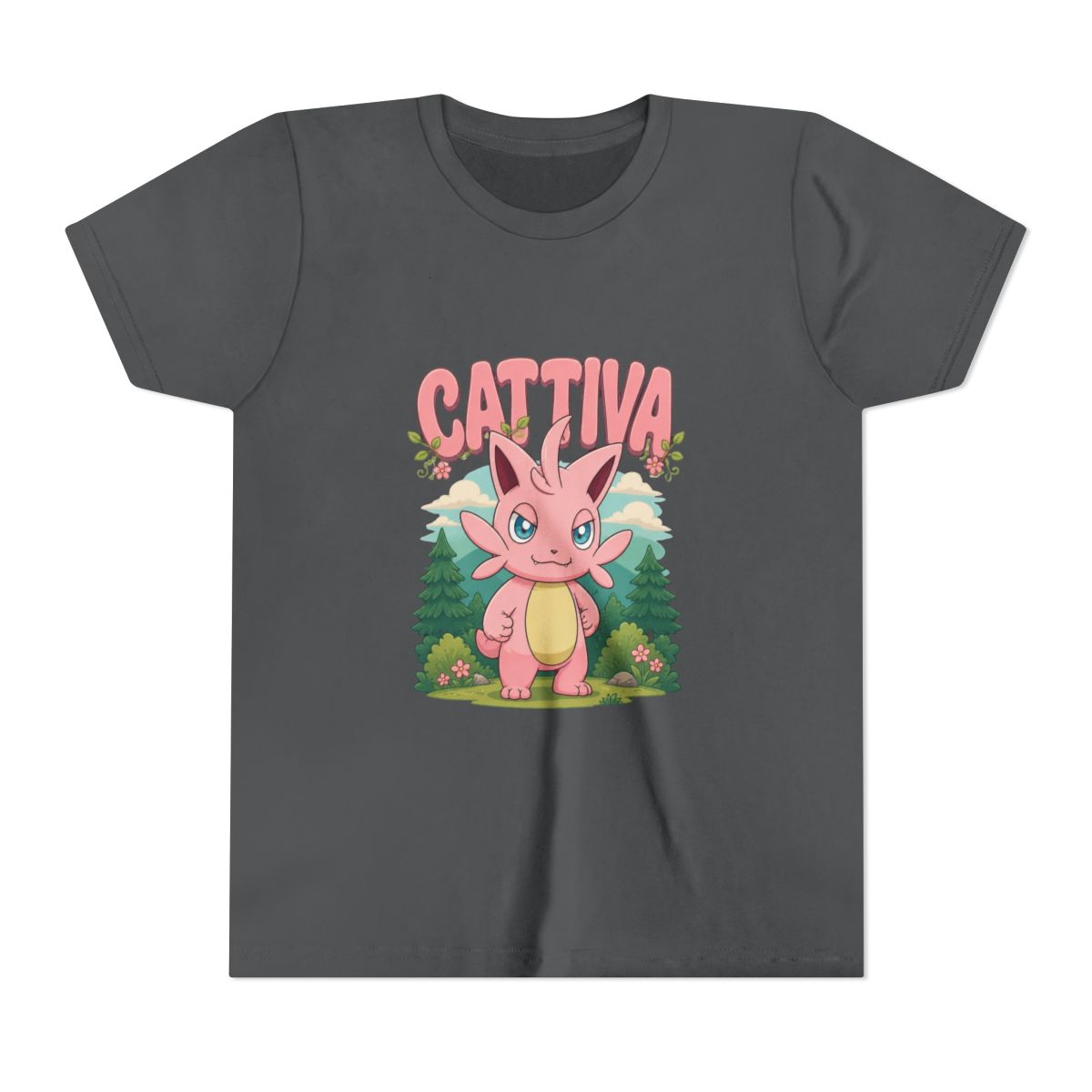 Palworld Cattiva Nature Scene Character Portrait V Kids T Shirt - alternate angle 5, merchandise