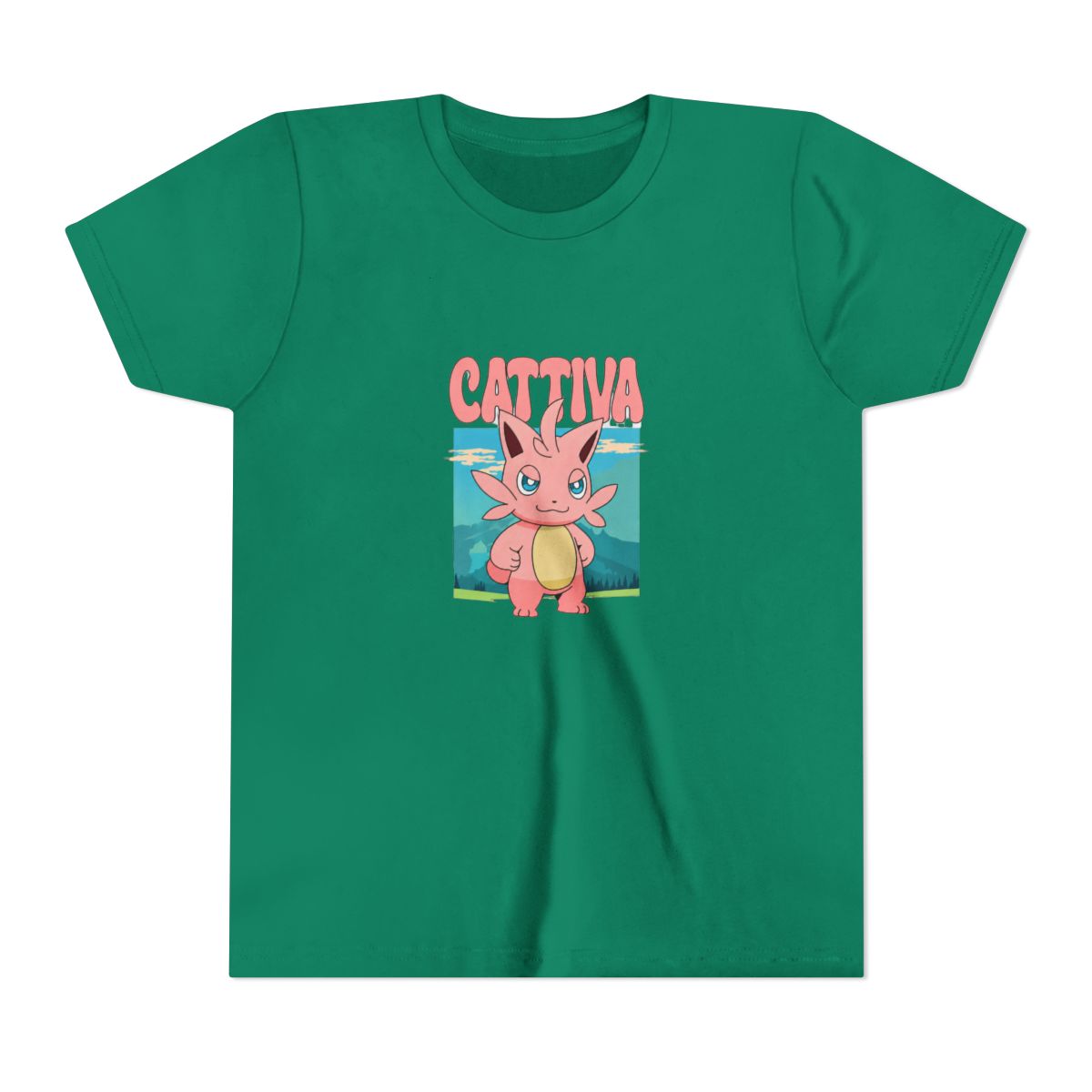 Palworld Cattiva Nature Scene Character Portrait Video Game Kids T Shirt - alternate angle 5, merchandise