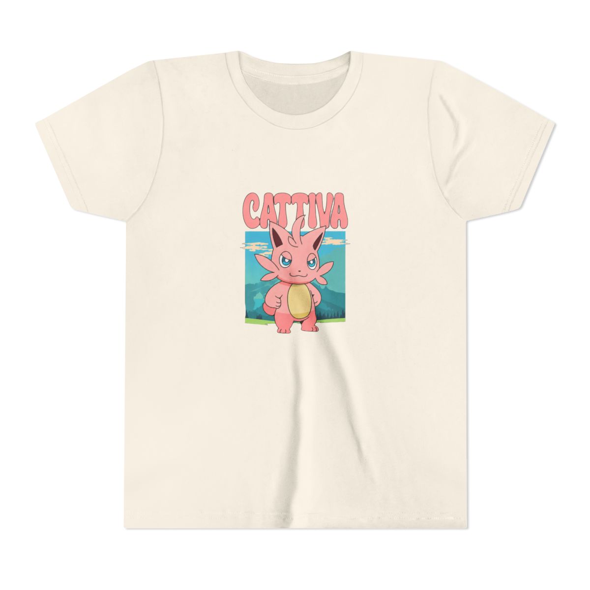 Palworld Cattiva Nature Scene Character Portrait Video Game Kids T Shirt - alternate angle 4, merchandise
