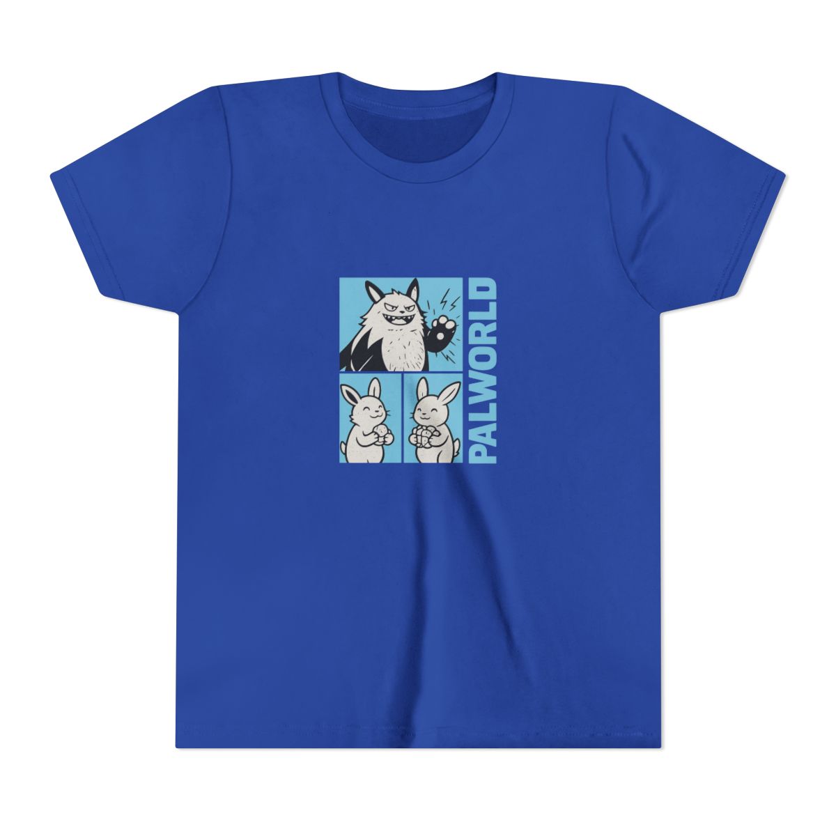 Palworld Character Collage Black and White Kids T-Shirt - alternate angle 5, merchandise