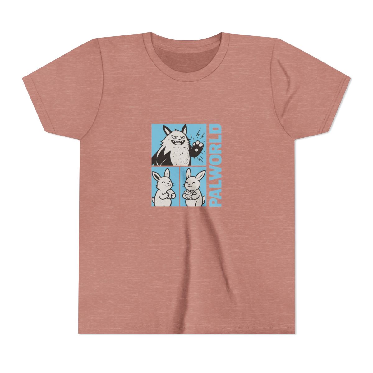 Palworld Character Collage Black and White Kids T-Shirt - alternate angle 2, merchandise